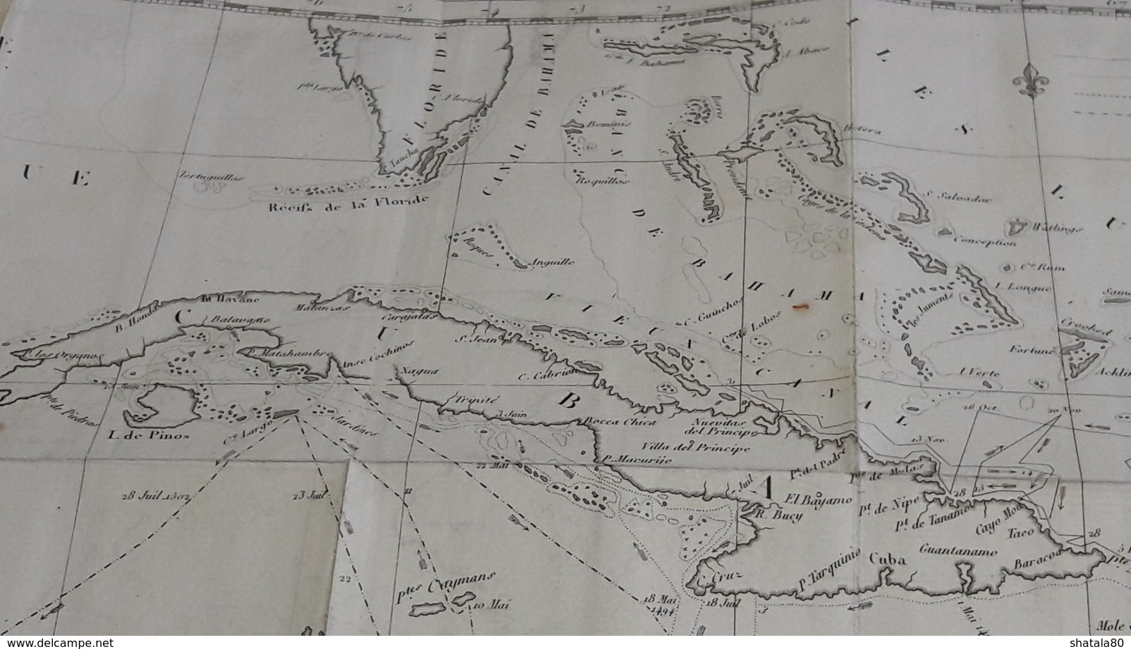 Carte Des Cotes De TERRE - FERME Christophe Colomb. Avec Les Iles Antilles Et Lucayes - Carte Geographique