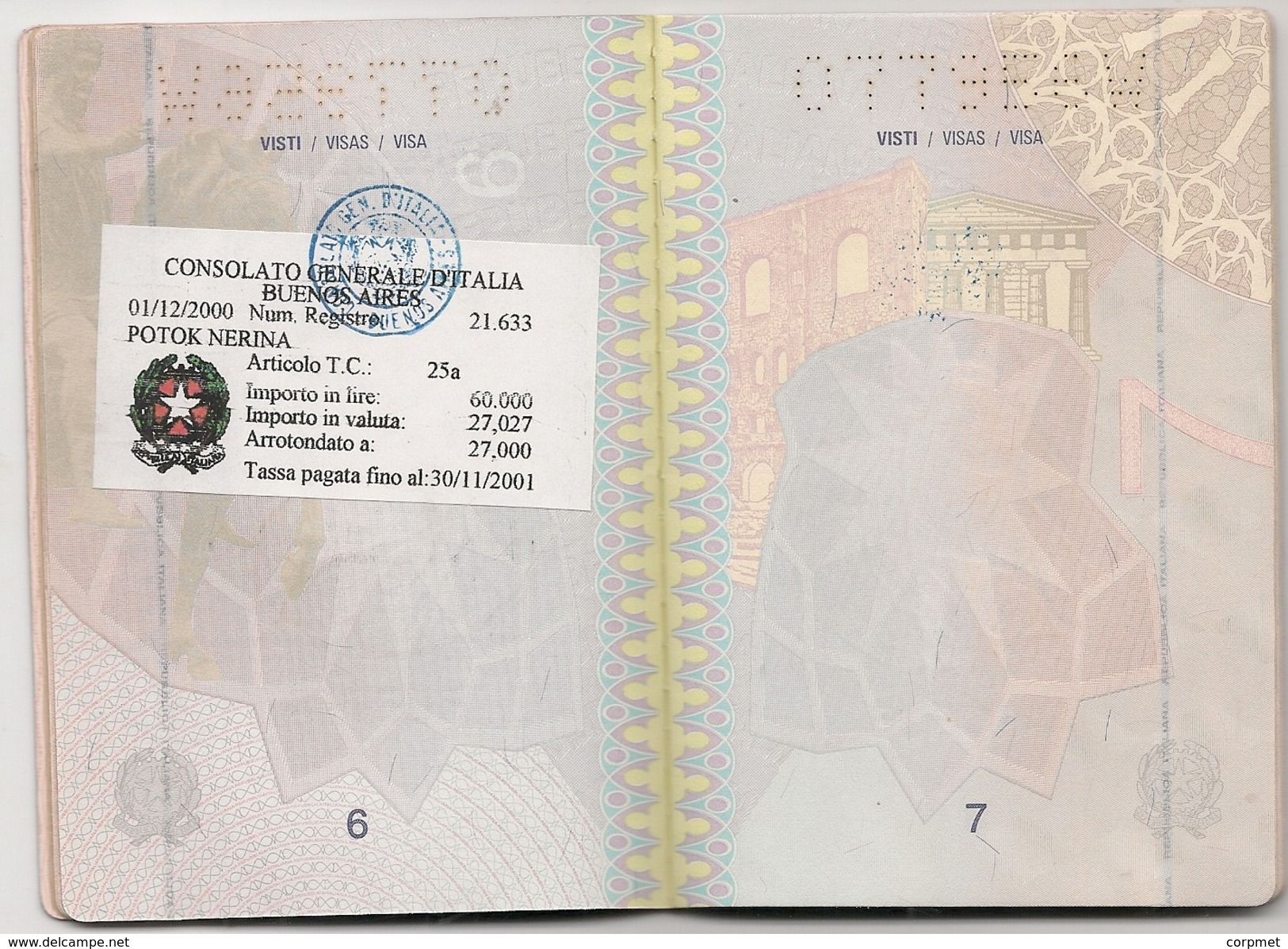 ITALIA - UNIONE EUROPEA PASSPORT - PASSEPORT - Model PRE BIOMETRIC - Issued In Buenos Aires Consulate - Never USED - Historische Dokumente