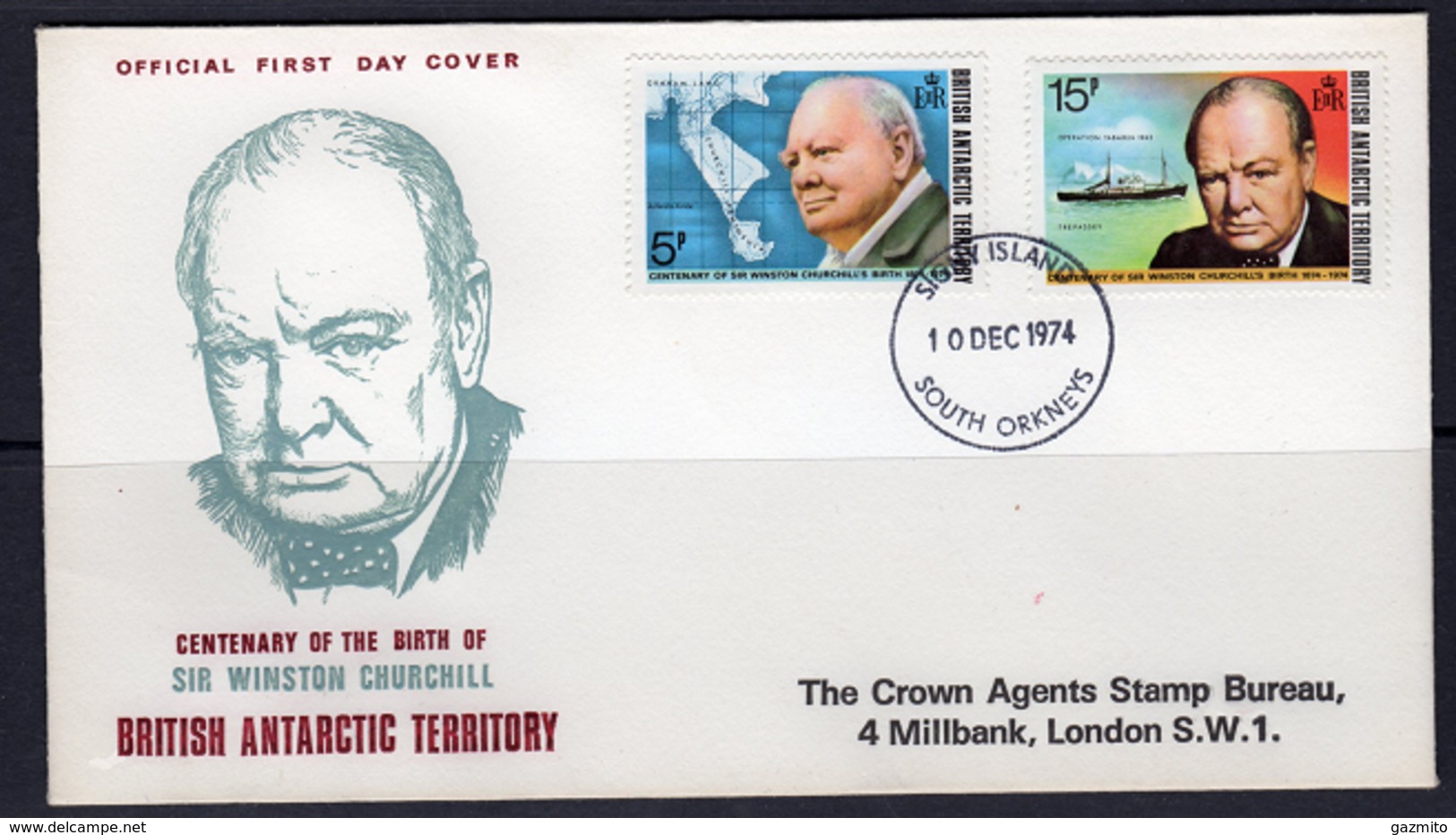 BAT 1974, 100th Winston Churchill, FDC - FDC