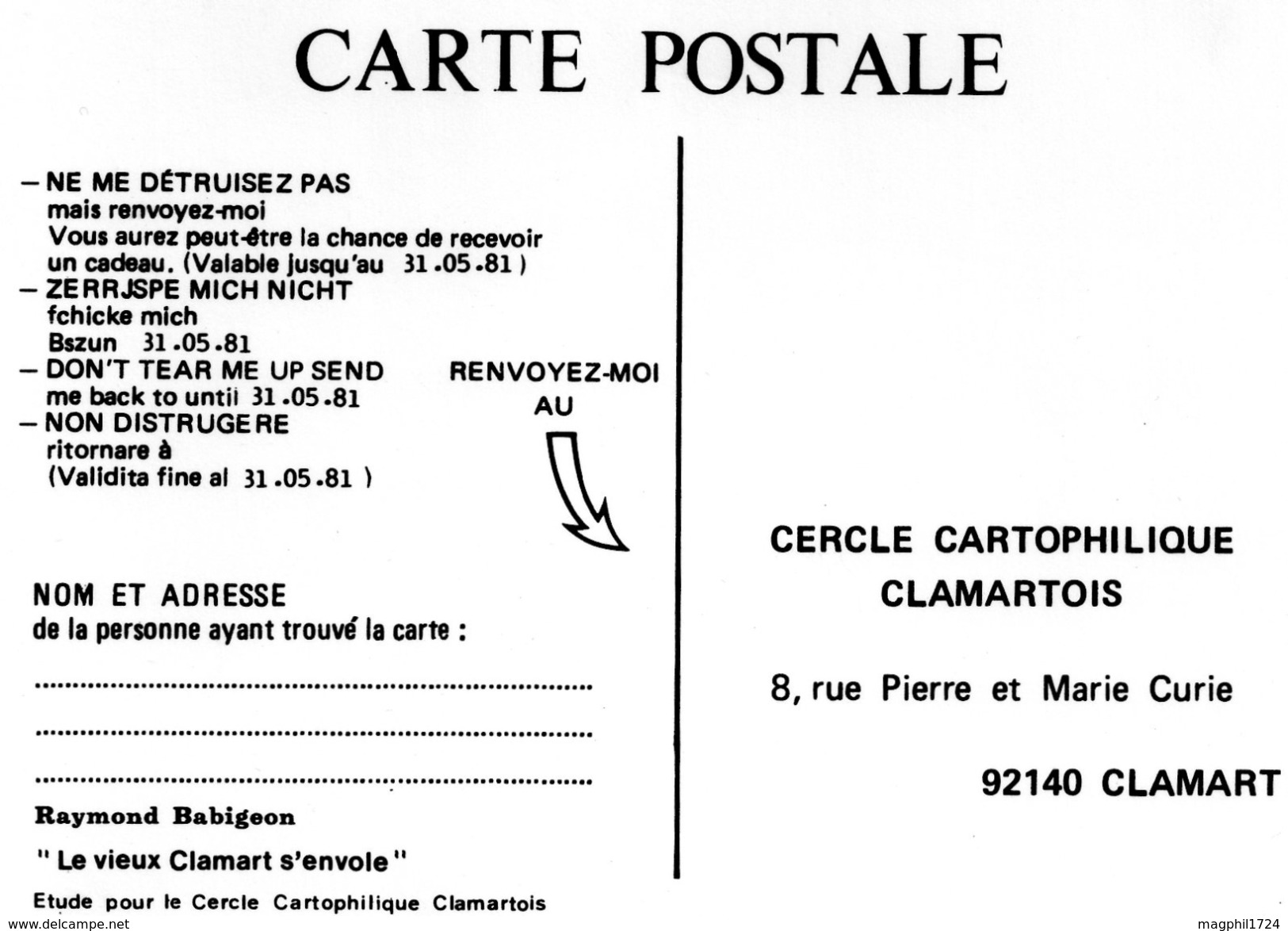 Cpsm  29 Mars 1981 Grand Lacher De Ballons (92 Clamart ) - Bourses & Salons De Collections