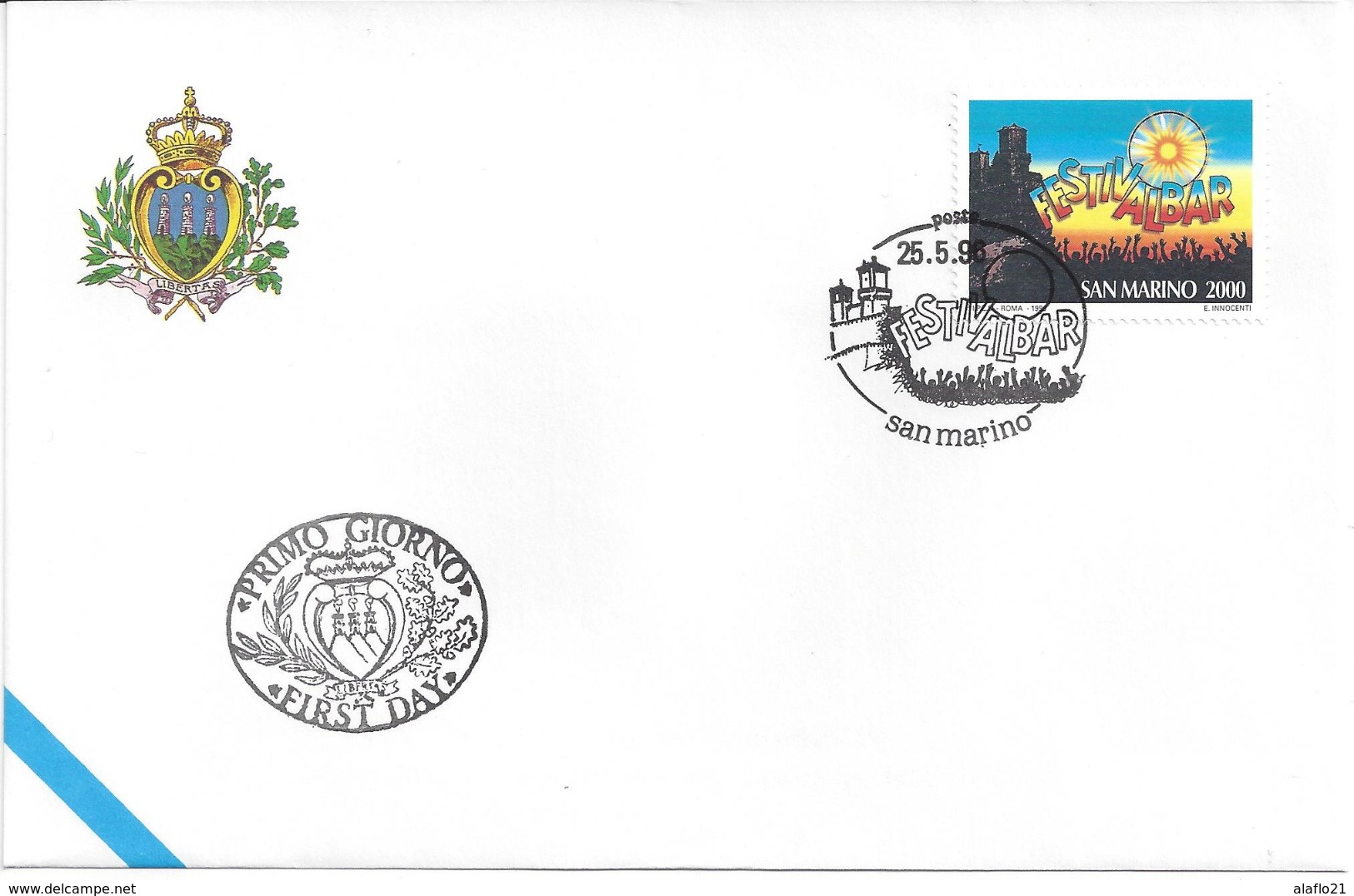 SAINT-MARIN - ENVELOPPE 1er JOUR - FDC - FESTIVALBAR - 1996 - FDC