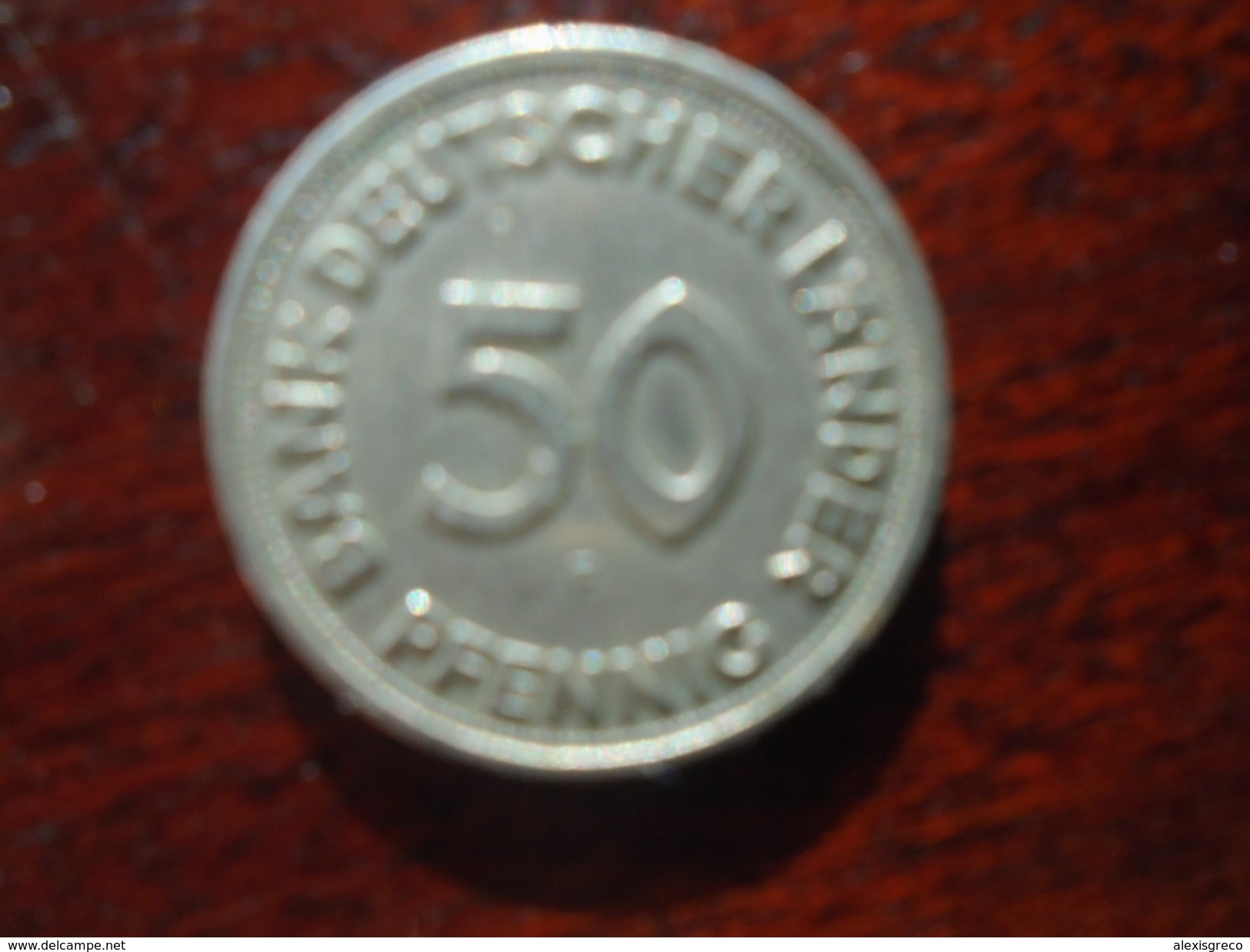 GERMANY 1949 FIFTY PFENNIG USED COIN Copper-nickel  Mintmark  'F'.(Ref:HG63) - 50 Pfennig