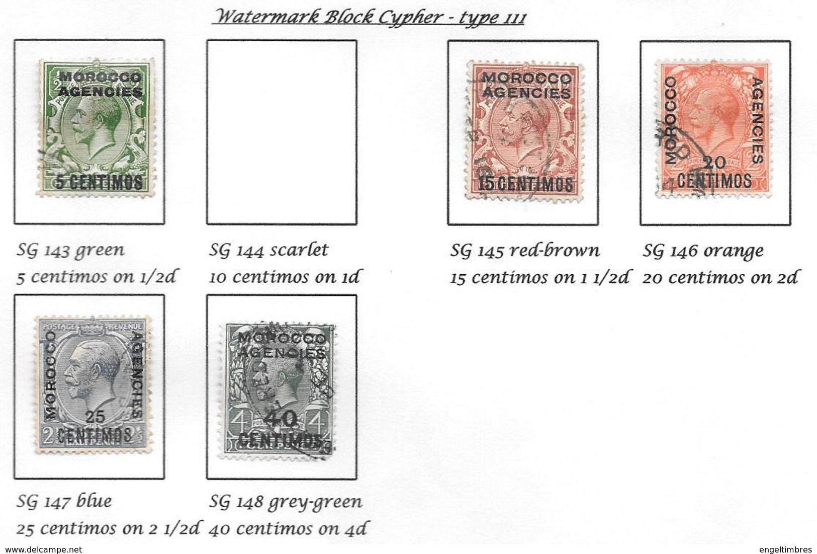 MOROCCO AGENCIES SPANISH CURRENCY Currency George Vth  - USED (5)  -- See NOTES For Details - Bureaux Au Maroc / Tanger (...-1958)