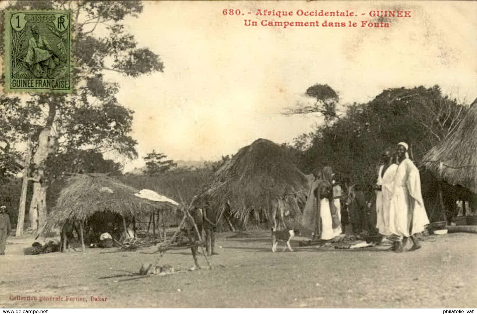 GUINEE - Campement Dans Le Fouta - Carte Animée Et Voyagée - Bon état - 21602 - Guinée Française