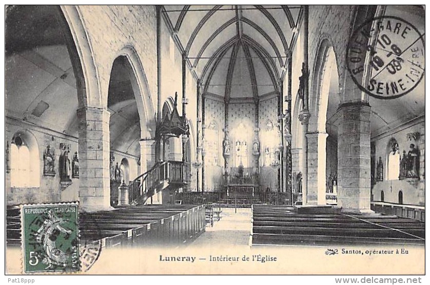 76 - LUNERAY ( Environs De Dieppe ) LOT DE 2 CPA : L'Eglise (rxtérieur Et Intérieur ) - CPA  - Seine Maritime - Autres & Non Classés