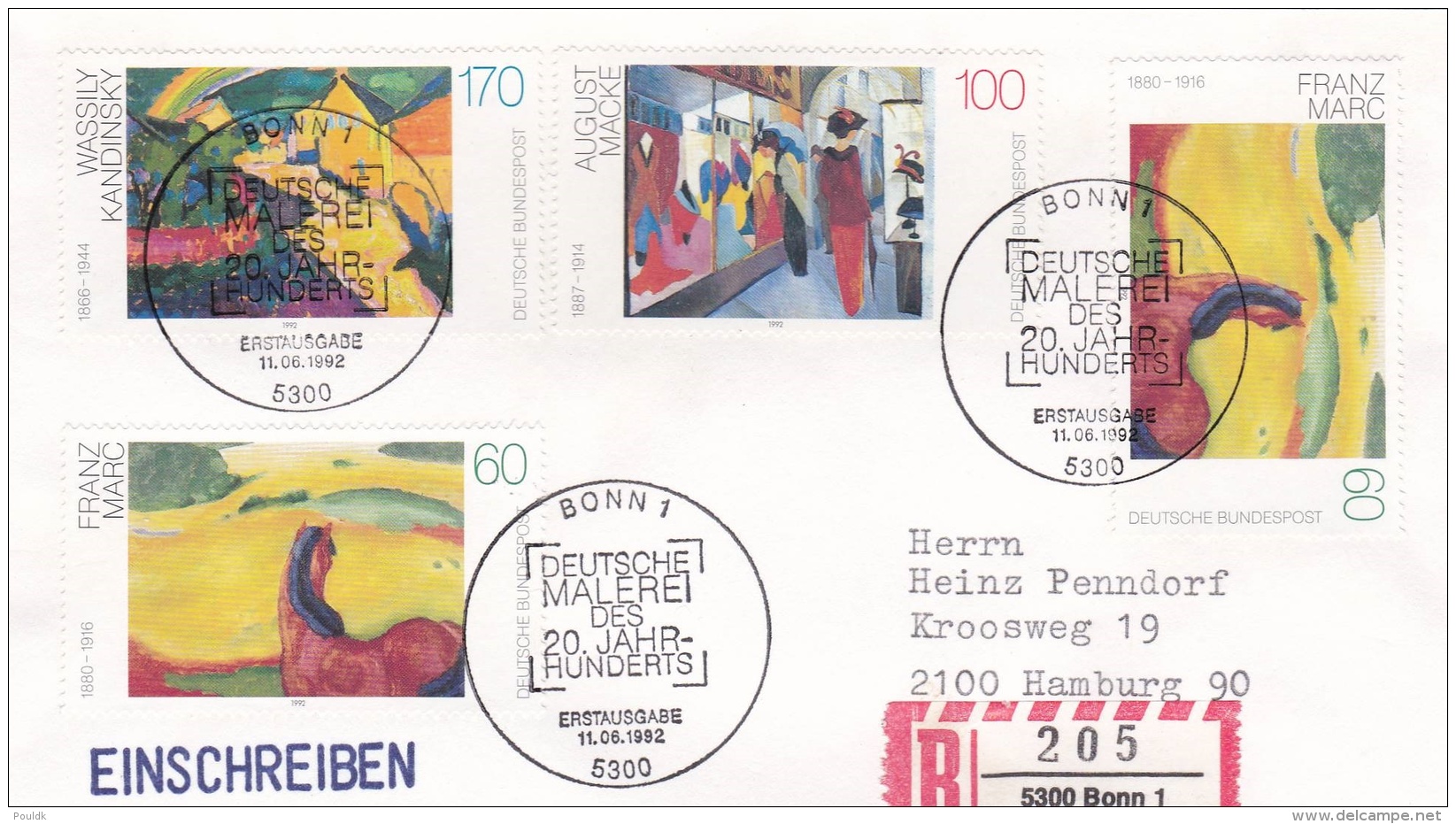 Germany Registered FDC Bonn 1992 Deutsche Malerei Des 20. Jahrhunderts (G79-1A) - Altri & Non Classificati