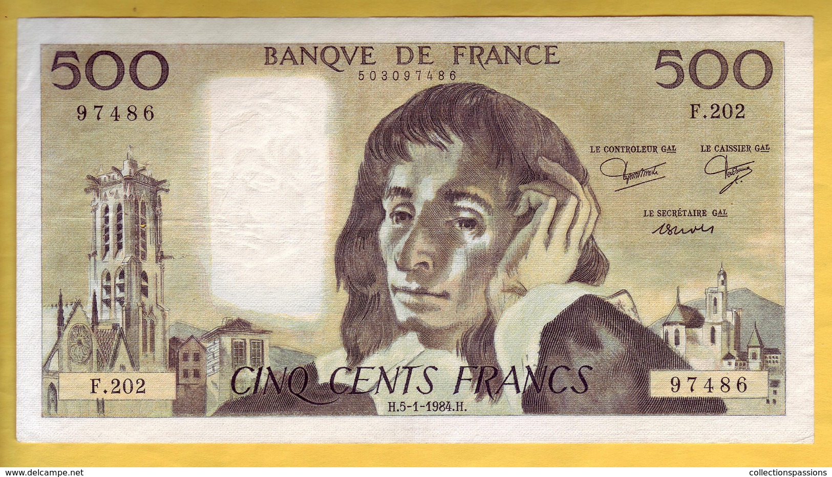 BILLET FRANCAIS - 500 Francs Pascal 5-1-1984 TTB+ - 500 F 1968-1993 ''Pascal''