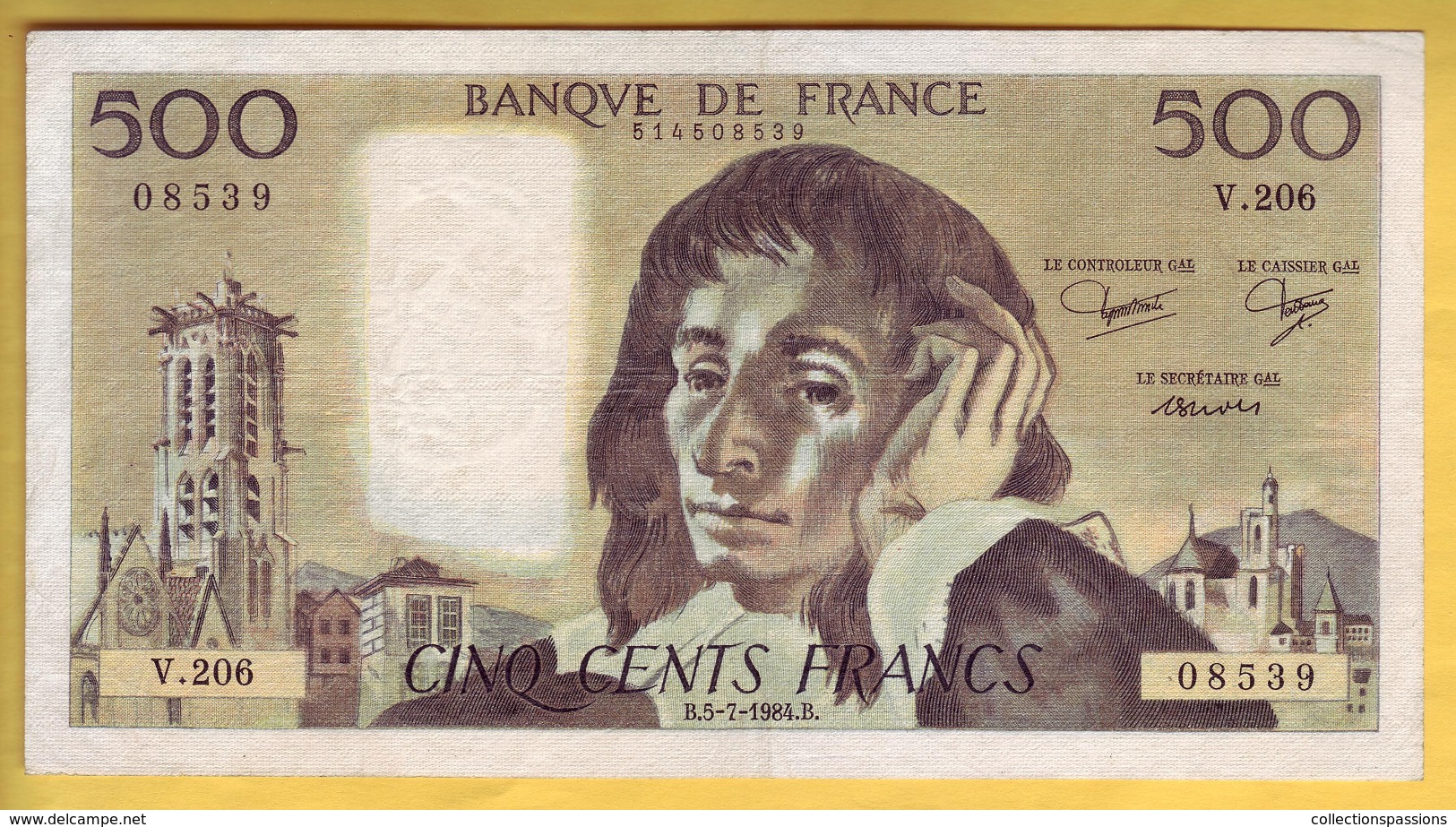 BILLET FRANCAIS - 500 Francs Pascal 5-7-1984 TTB+ - 500 F 1968-1993 ''Pascal''