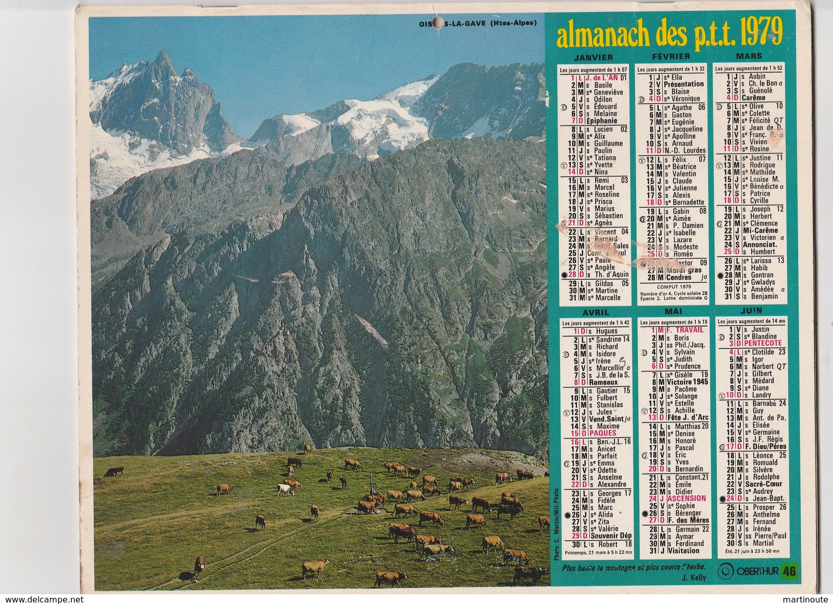 - CALENDRIER PTT Année 1979 - Paysage Des Hautes-Alpes  - - Tamaño Grande : 1971-80