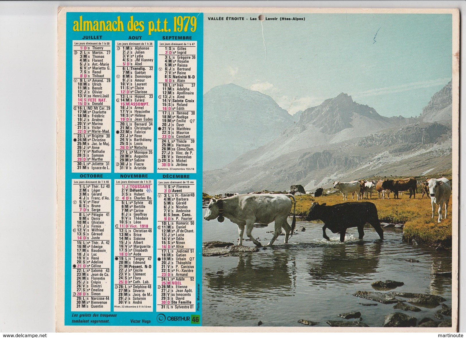 - CALENDRIER PTT Année 1979 - Paysage Des Hautes-Alpes  - - Grossformat : 1971-80