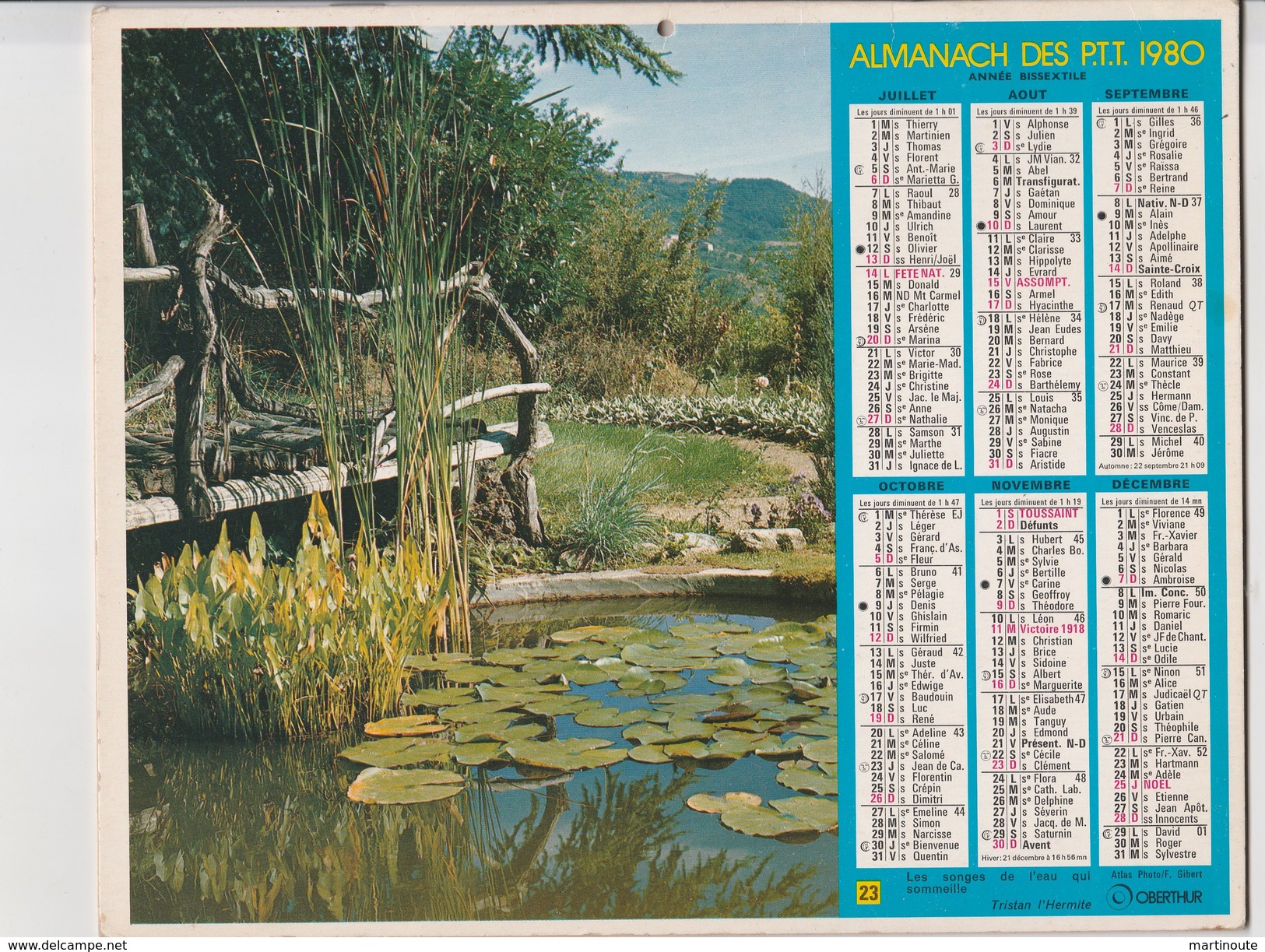 - CALENDRIER PTT Année 1980  - - Grossformat : 1971-80