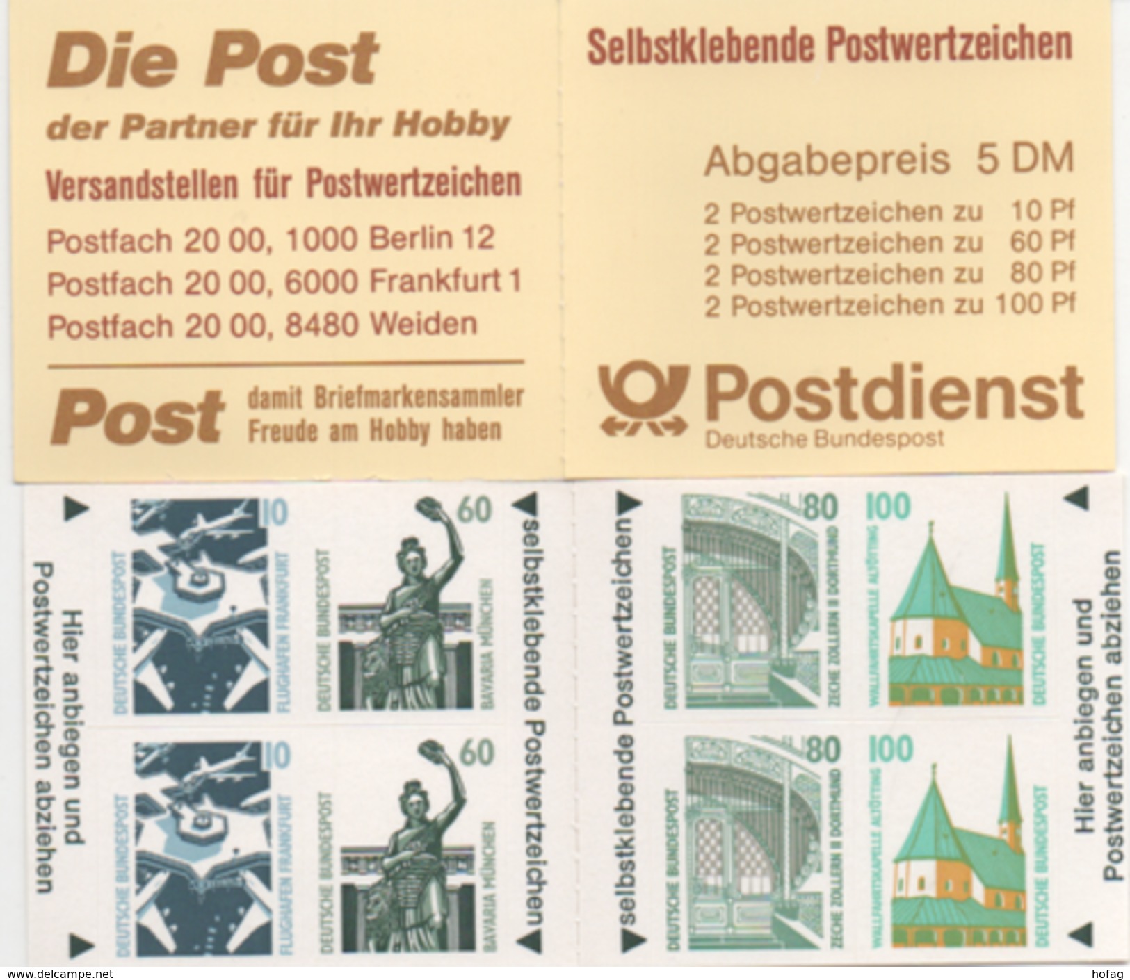 BRD 1991 Mi.Nr. MH 27 "Sehenswürdigkeiten", Postfrisch; Booklet, "sights" MNH - Sonstige & Ohne Zuordnung