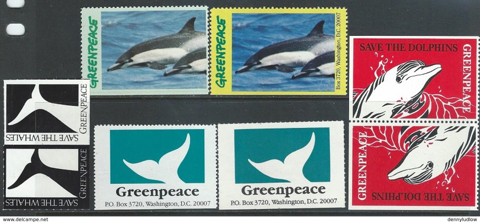 Greenpeace  Marine Mammals Stickers MNH**  8 Whales & Dolphins Including 2 Pairs - Dolphins