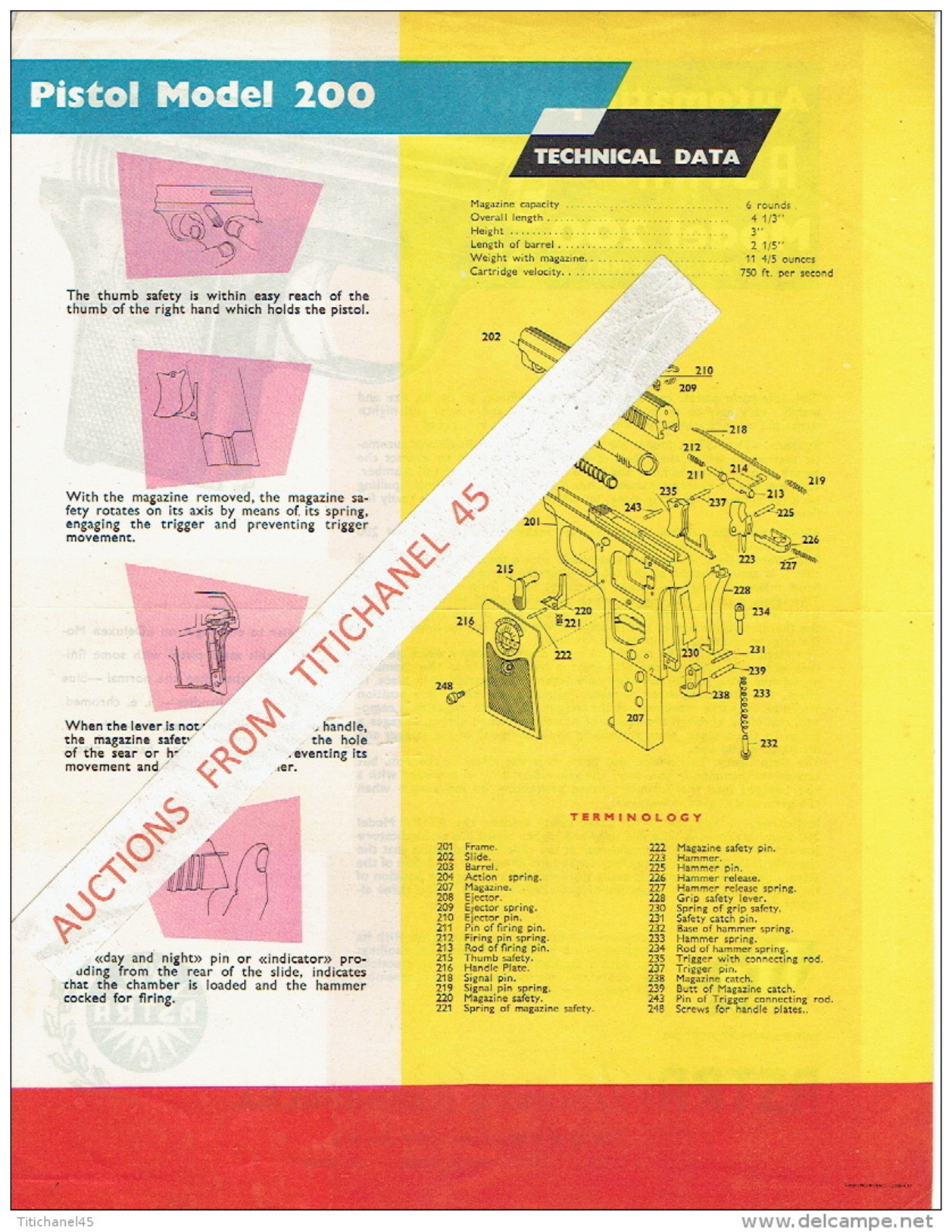 ARMES - Publicité Pistolet ASTRA Modèle 200 Automatic Pistol Calibre .25 - Armi Da Collezione