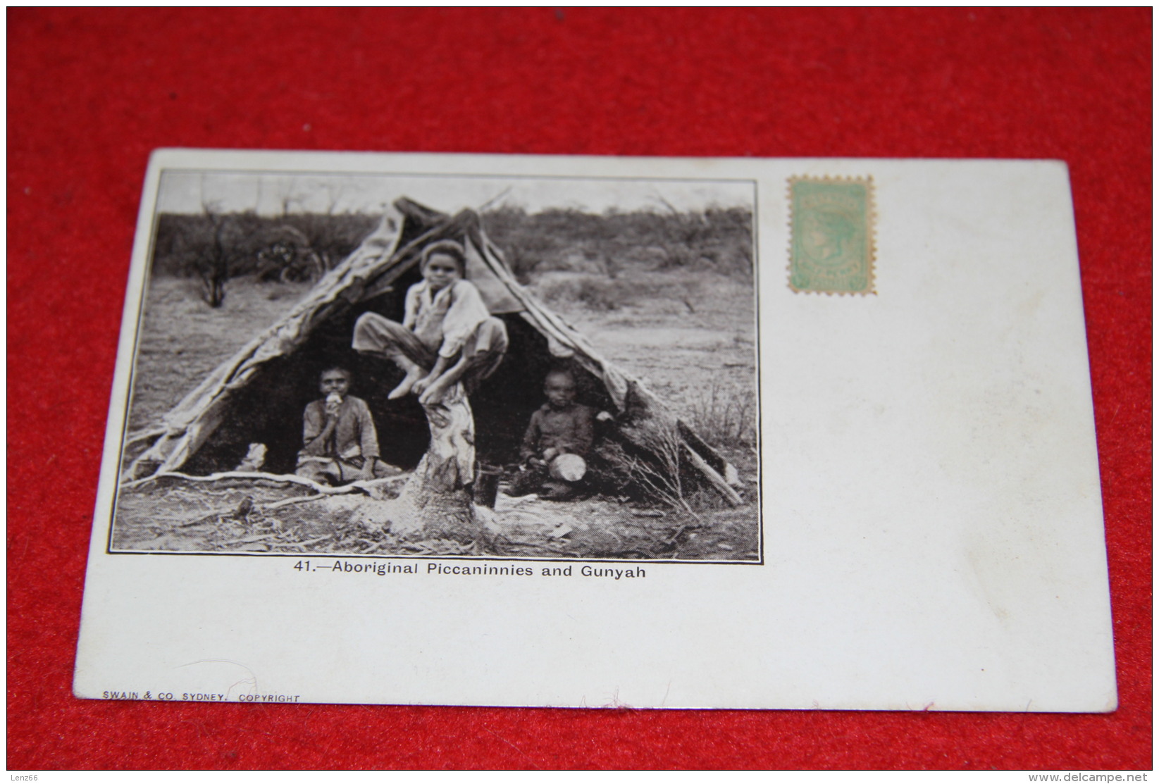 Australia Aboriginal Piccaninnies And Gunyah N. 41 Ed. Swain Sydney + Small Timbre - Aborigènes