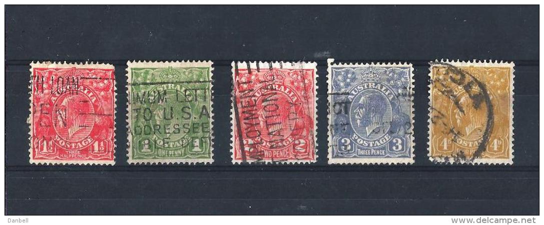 AUS03) AUSTRALIA 1927-30 Tipo A.J.MURRIET SERIETTA 5 VALORI - Used Stamps