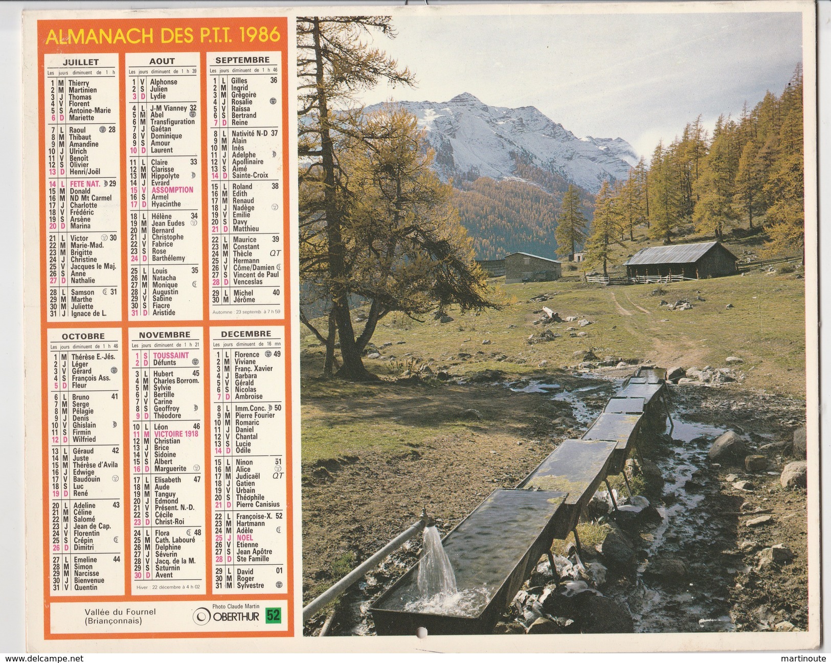 - CALENDRIER PTT Année 1986 - - Big : 1981-90