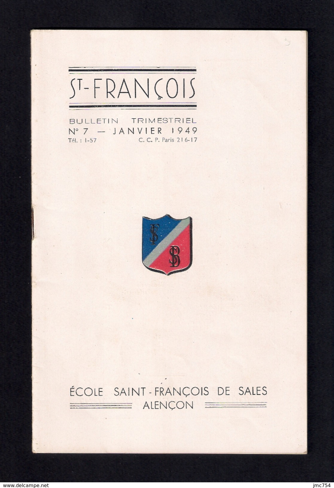 Bulletin Trimestriel De L'Ecole Saint François De Sales D'Alençon (61). Janvier 1949. - Religion & Esotericism