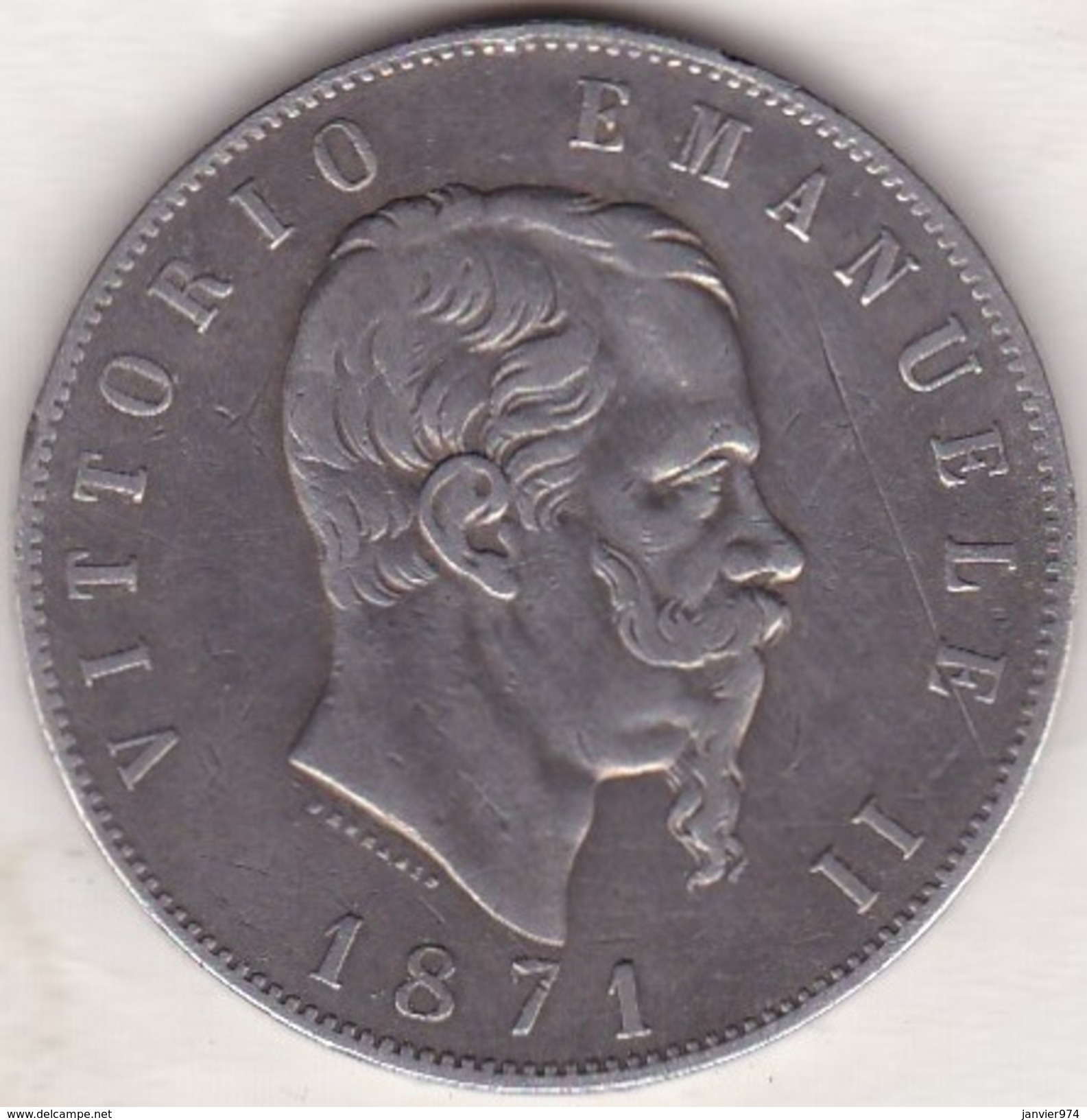 Regno D&rsquo;Italia, 5 Lire 1871 R Roma , Vittorio Emanuele II. Argent/ Silver - 1861-1878 : Victor Emmanuel II.