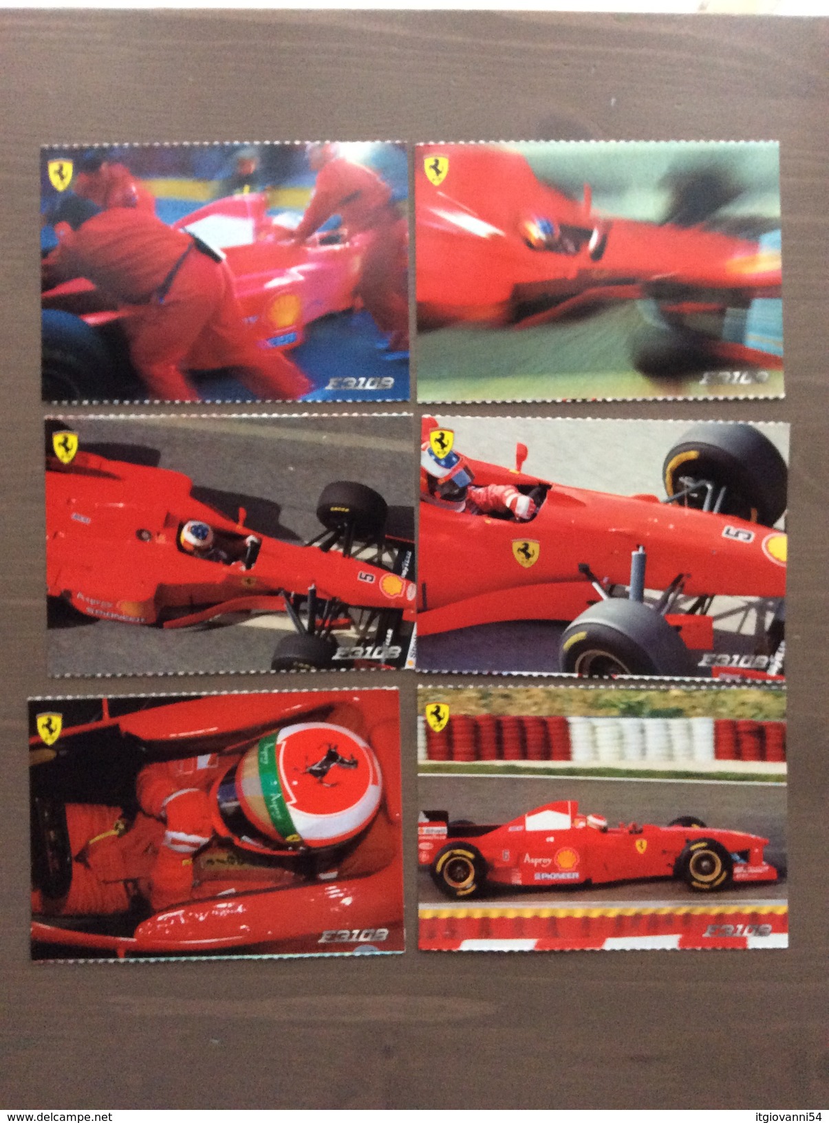 Serie Di 6 Cartoline In Bianco Del 1997, Immagini Della Ferrari Formula 1 - Grand Prix / F1