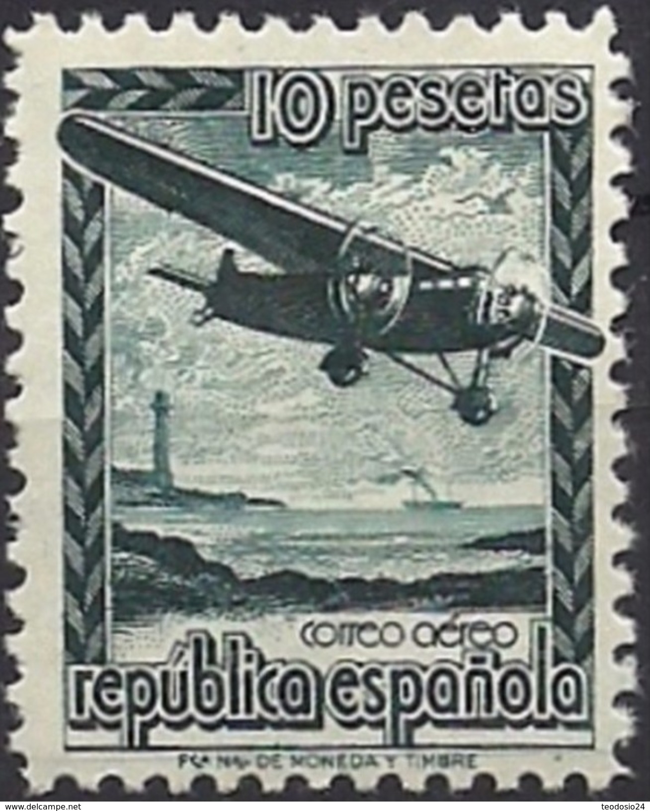 ESPAÑA 1939 AVION EN VUELO Mi:ES NV XI, Yt:ES PA 194A, Edi:ES NE 38 * MH    VC 40 EUROS - Unused Stamps