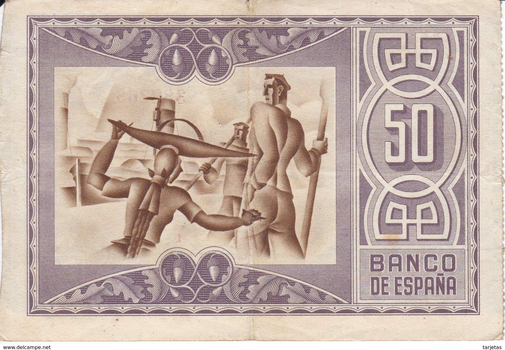 BILLETE DE ESPAÑA 50 PTAS DEL BANCO DE BILBAO 1937 BANCO DE VIZCAYA  (BANKNOTE) - 50 Pesetas