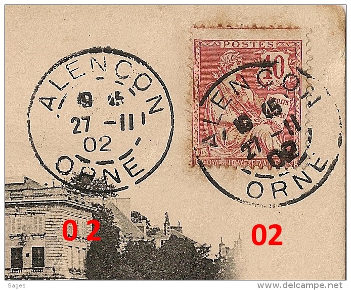 ALENCON Orne , DAGUIN Sur Mouchon. MILLESIMES DIFFERENTS. 1902. - 1877-1920: Période Semi Moderne