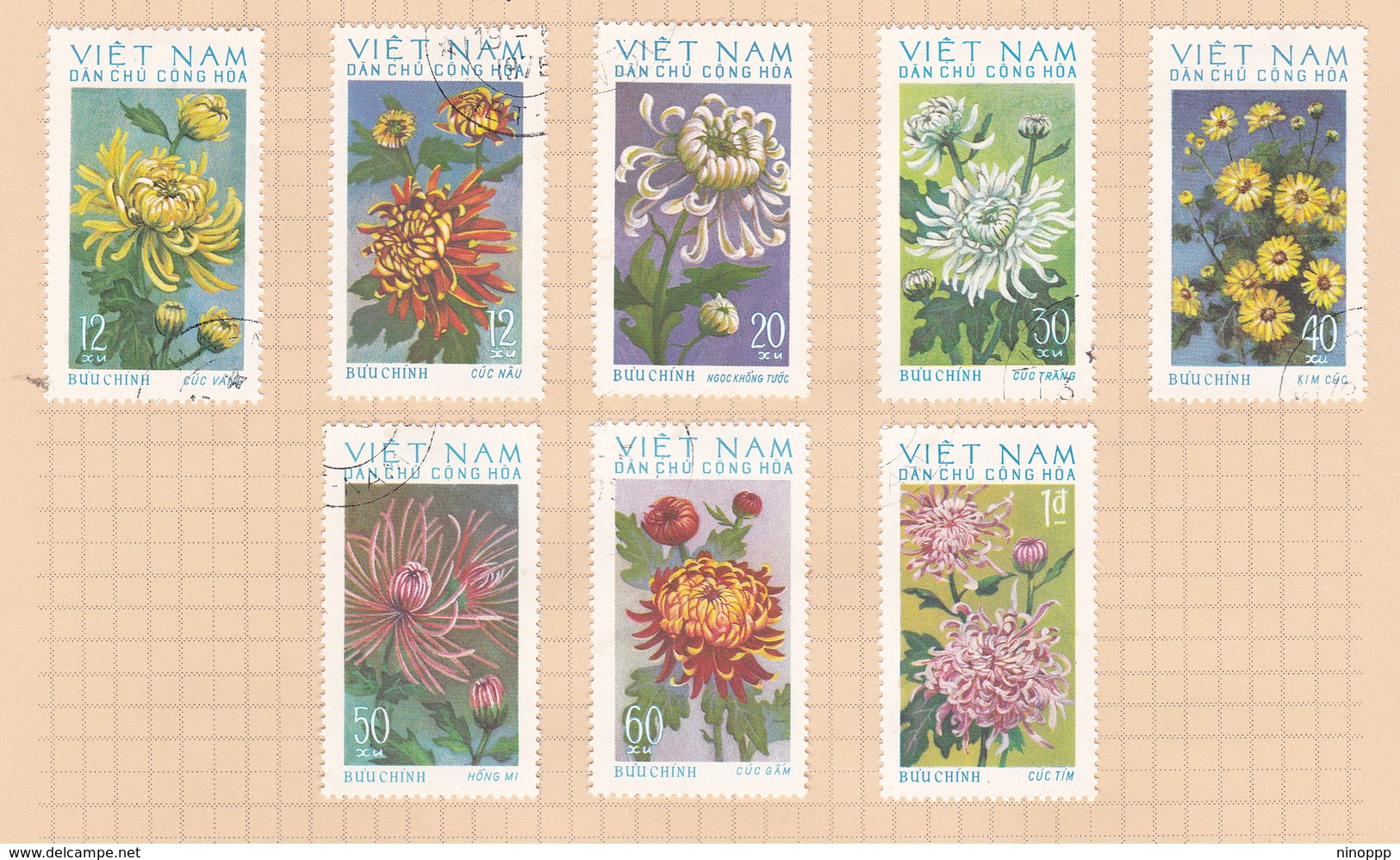 Vietnam North N772-779 1974 Chrysanthemus Used Set - Vietnam