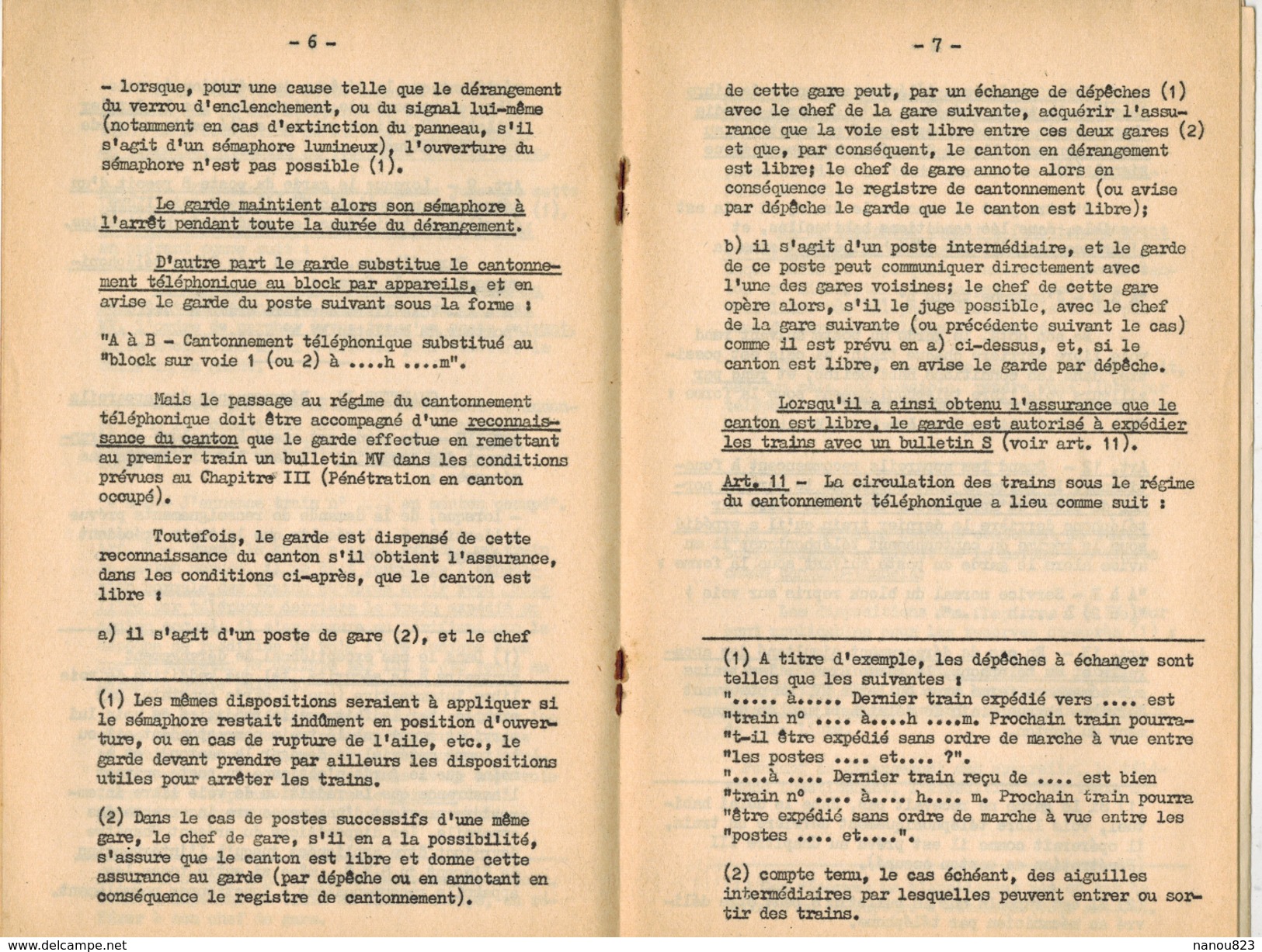 LIVRET SNCF 1955 SOCIETE NATIONALE DES CHEMINS DE FER FRANCAIS Règlement Général De Sécurité Sud Est Block Double Voie - Chemin De Fer & Tramway