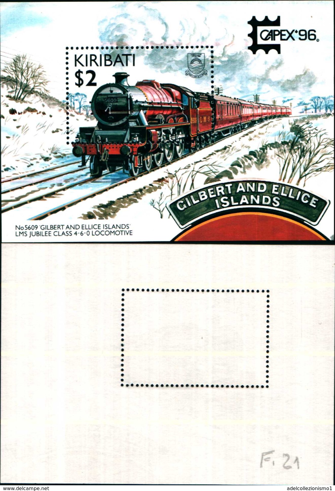 86710) 1996 KIRIBATI LOCOMOTIVE/CAPEX '96 STAMP SHOW MINISHEET FINE MINT MNH/MUH - Kiribati (1979-...)