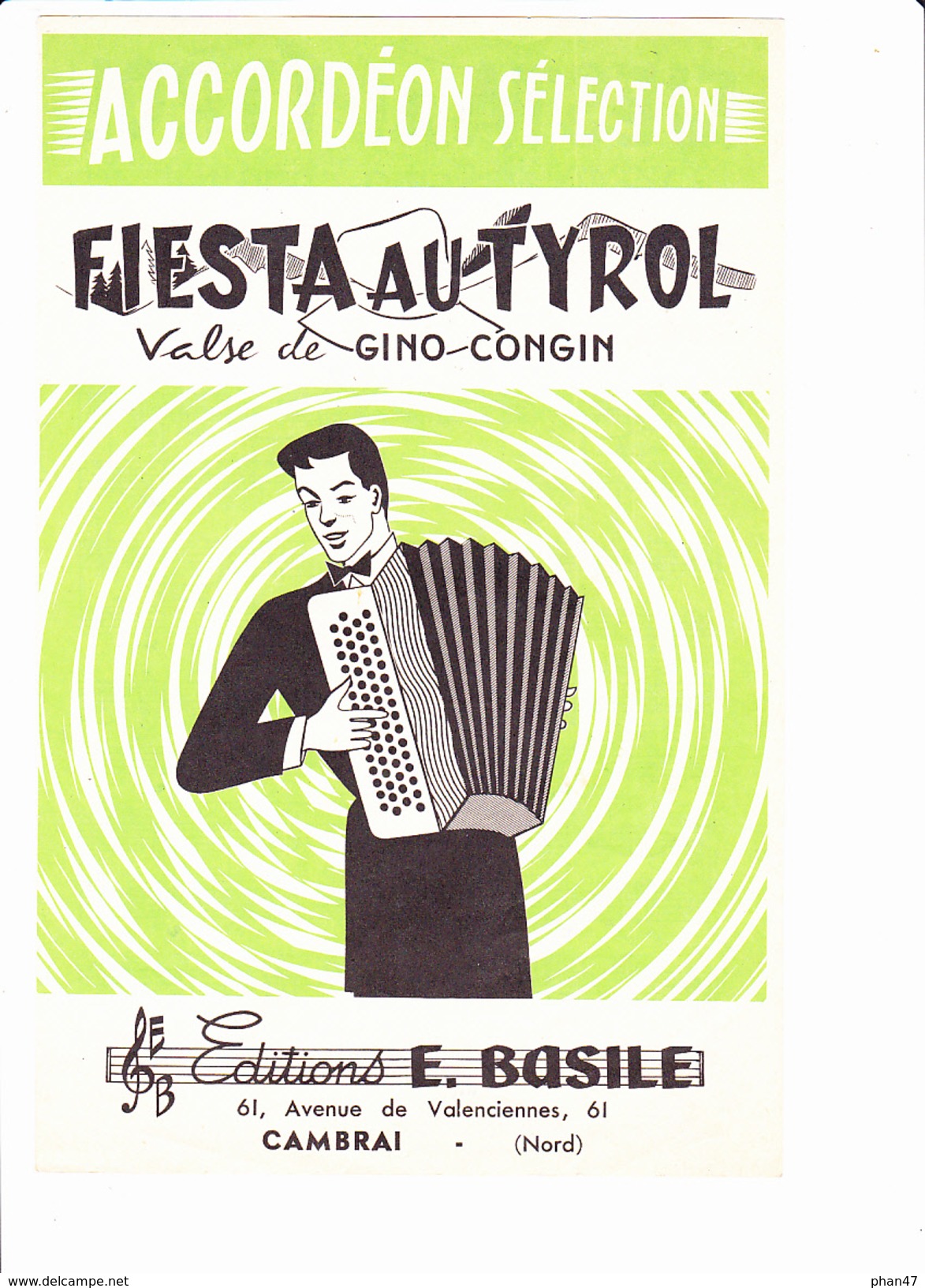 Partition Accordéon: "Fiesta Au Tyrol"", Valse De Gino CONGIN, - Autres & Non Classés