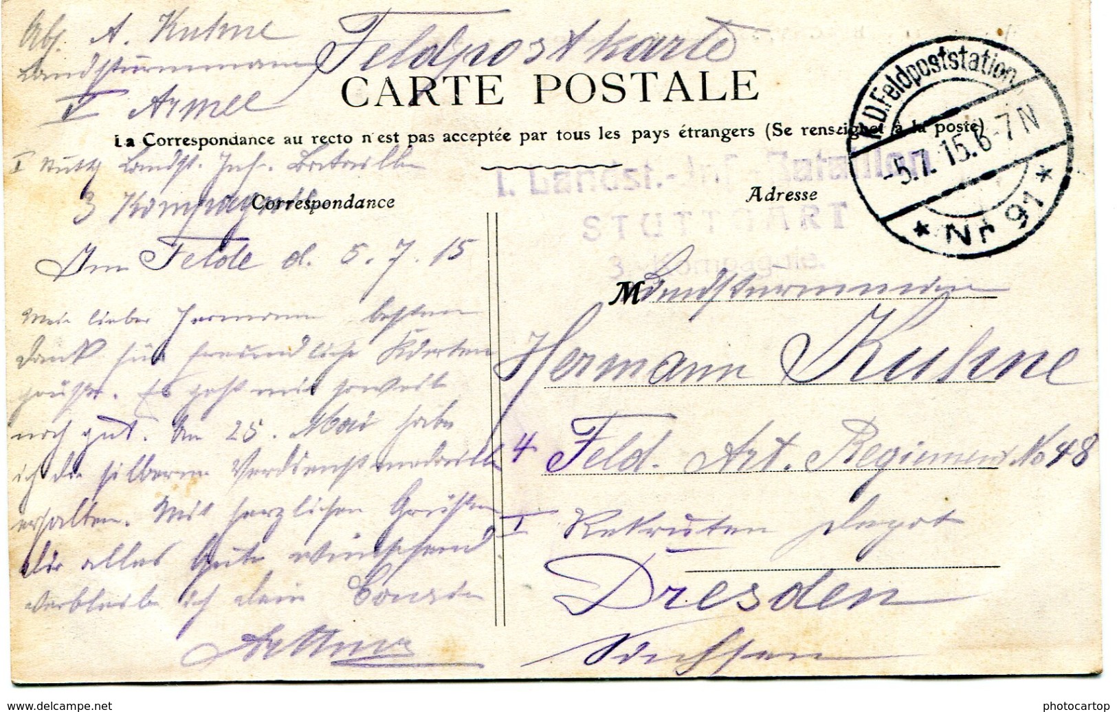 BLAGNY-La POSTE-Periode Guerre 14-18-1 WK.-France-08-Feldpost 91- - Other & Unclassified