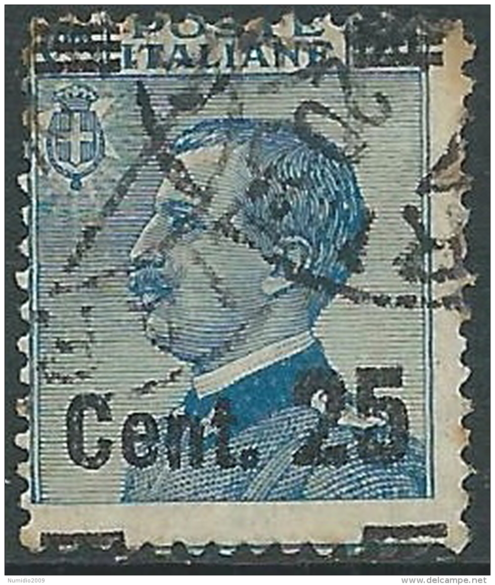 1924-25 REGNO USATO 25 SU 60 CENT I TIPO VARIETà SOPRASTAMPA - S178-3 - Used