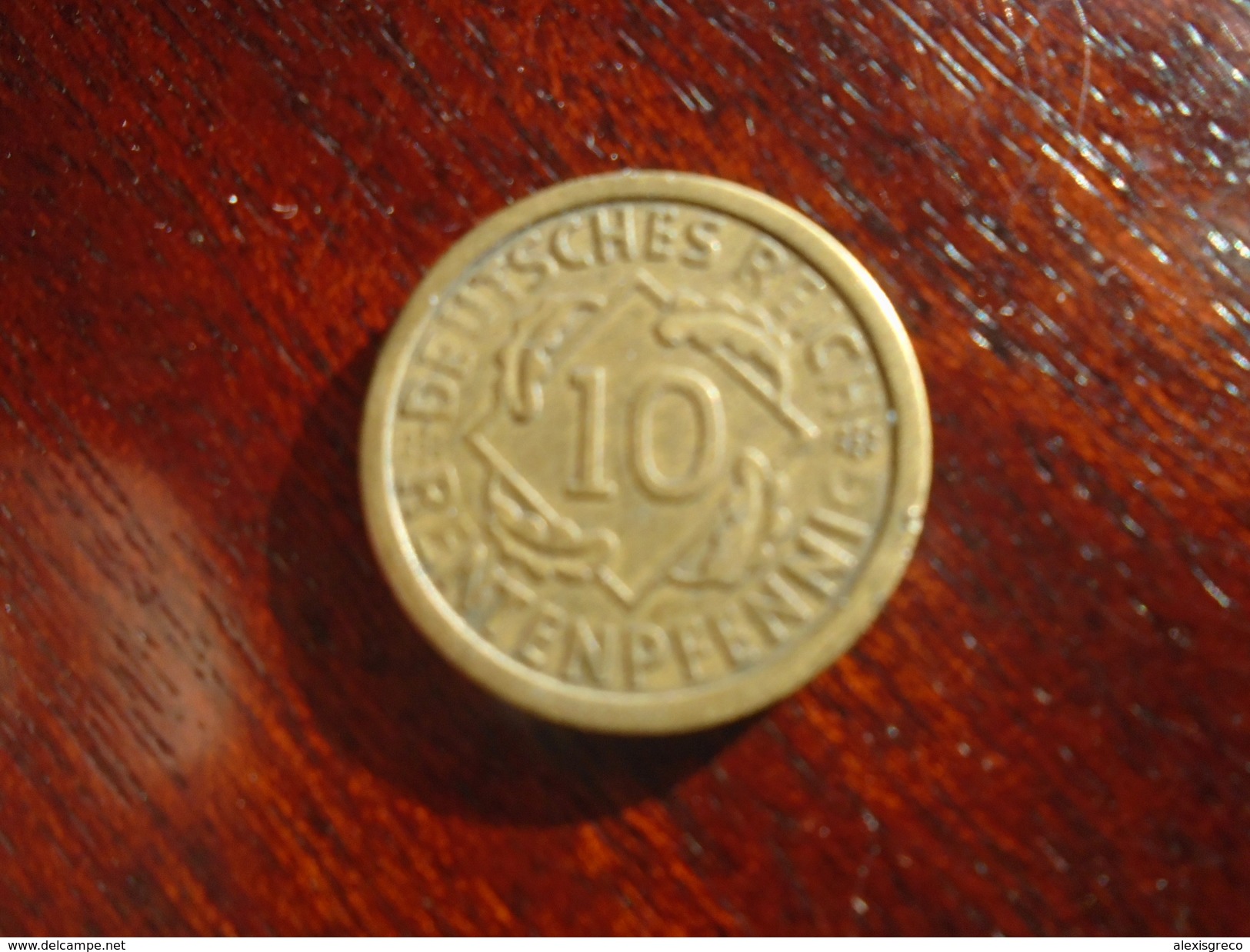 GERMANY 1924 TEN ENTEN PFENNIG Aluminium Bronze USED COIN With Mintmark 'A;.(Ref:HG88) - 10 Renten- & 10 Reichspfennig