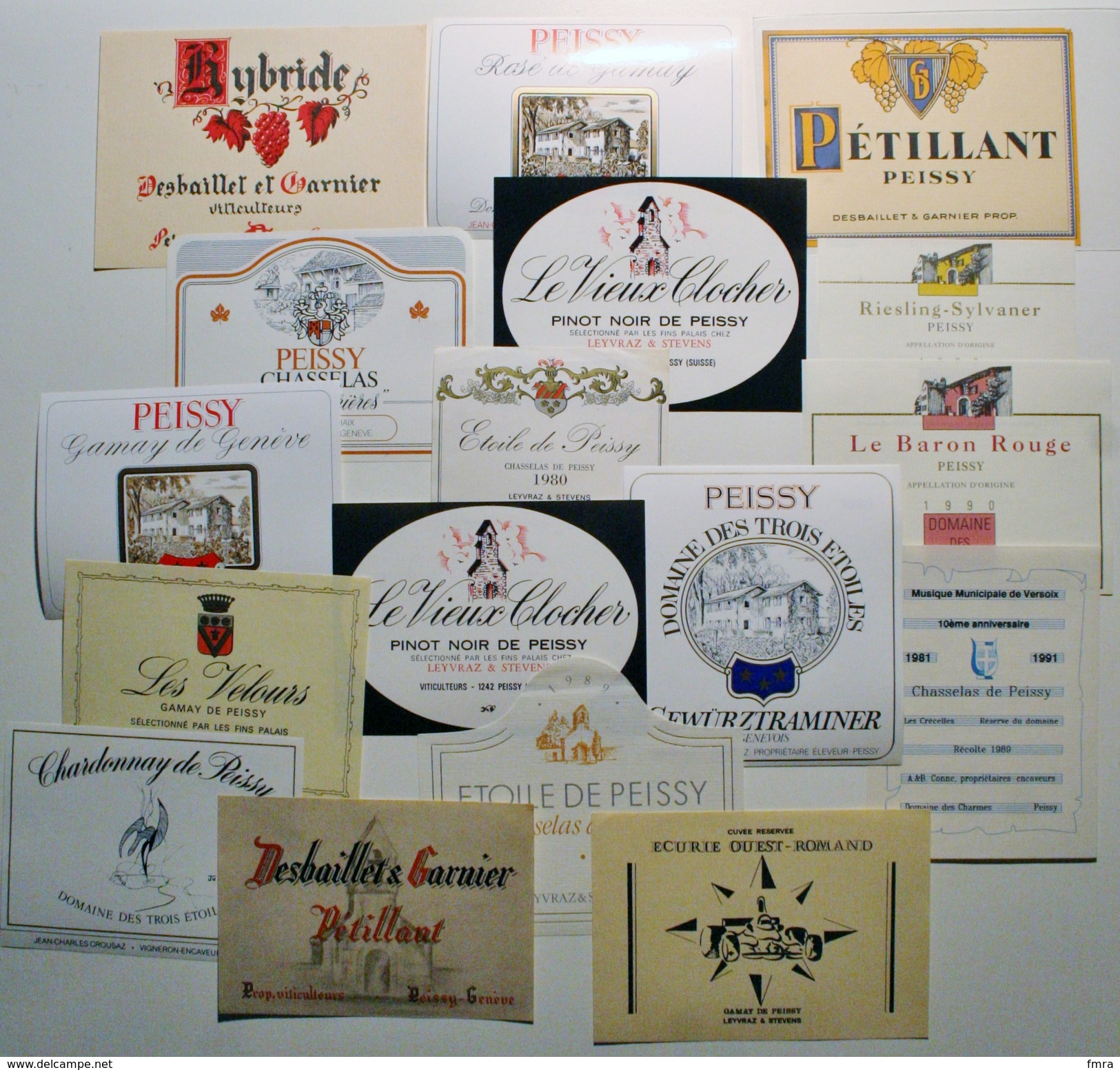 Lot 18 Etiquettes Vin VIGNOBLES De PEISSY Région De GENEVE (Suisse) - Versoix Leyvraz & Stevens Desbaillet & Garnier/ES7 - Other & Unclassified