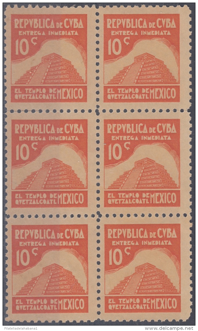 1937-321 CUBA REPUBLICA. 1937 10c MEXICO ARCHEOLOGY PYRAMID Ed.326 SPECIAL DELIVERY WRITTER AND ARTIST NO GUM. - Ongebruikt