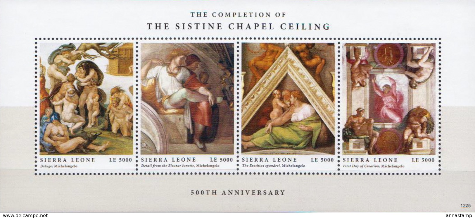 Sierra Leone MNH Michelangelo Paintings From The Sistine Chapel On 2 Sheetlets - Religious