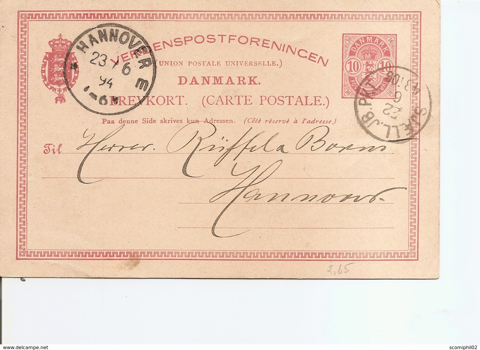 Danemark ( EP De 1894  Vers L'Allemagne à Voir) - Storia Postale