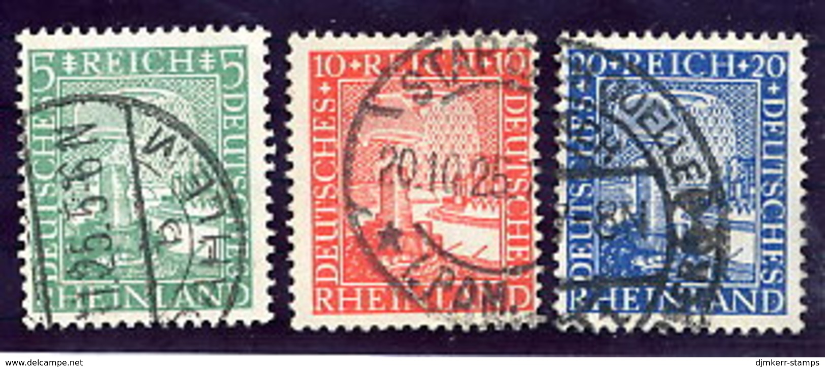 DEUTSCHES REICH 1925 Millenary Of Rheinland Set Used.  Michel 372-74 - Used Stamps