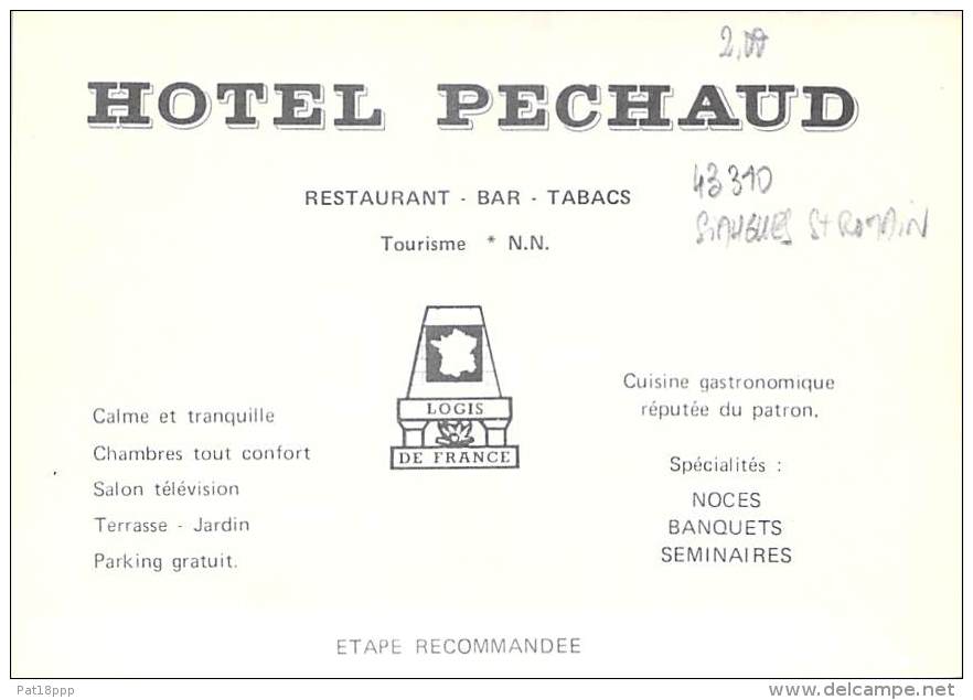 43 - SIAUGUES ST ROMAIN : Hotel PECHAUD ( Restaurant Bar Tabacs ) - CPSM CPM GF - Haute Loire - Saugues