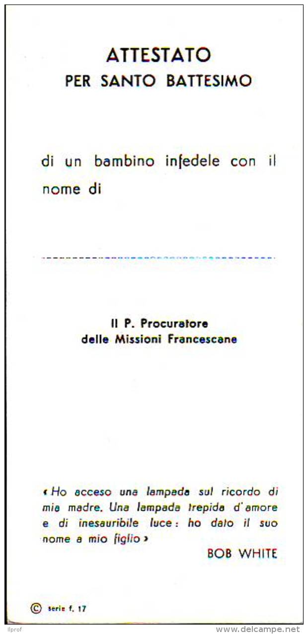 Attestato Di Santo Battesimo,  Santino  Con Preghiera - Religione & Esoterismo