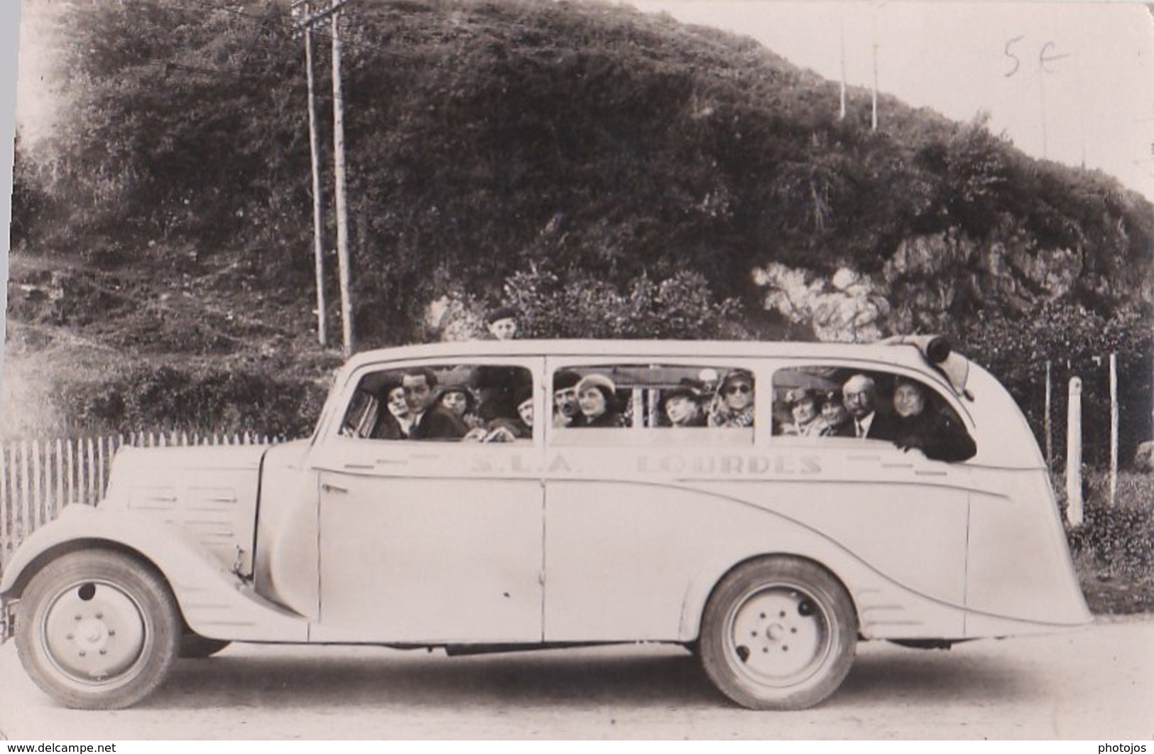 Carte Photo  Autocar Marque à Déterminer Région De  Lourdes, Transport De Touristes SLA - Automobiles