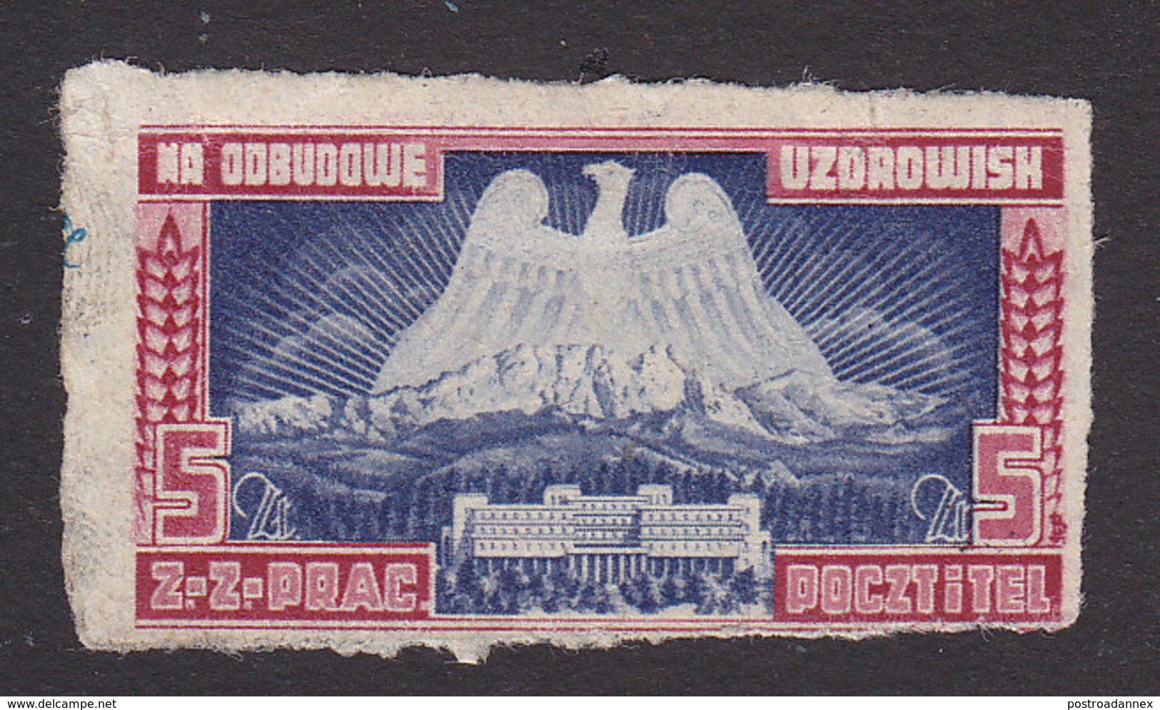 Poland, Scott # Non-Scott, Mint Hinged, Charity Stamp To Rebuild Resorts After WW II - Other & Unclassified