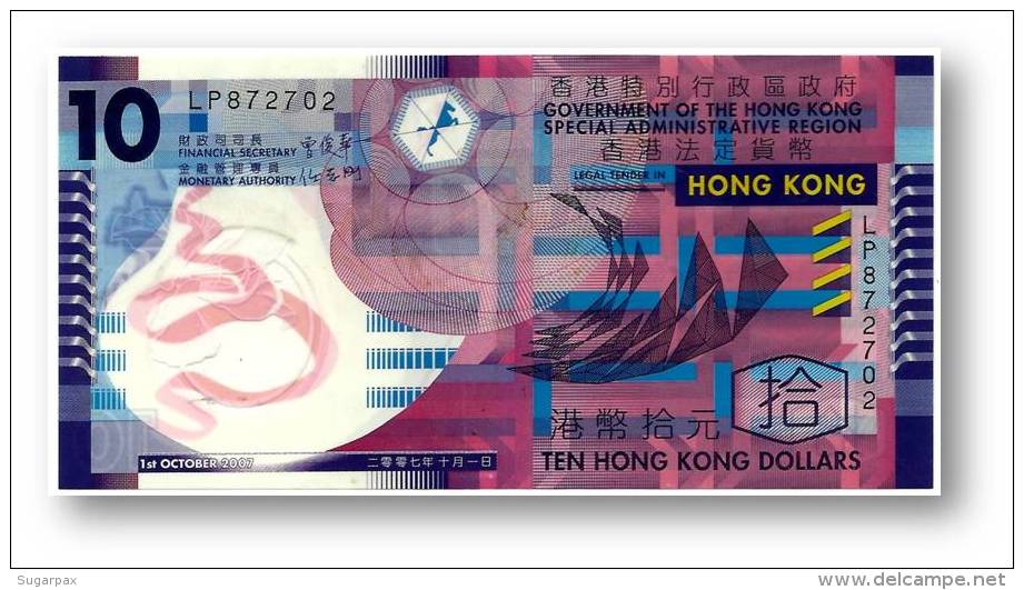 HONG KONG - 10 DOLLARS - 2007 - Pick 401.b - Serie LP - Polymer Plastic - Government Of The Hong Kong - Hong Kong