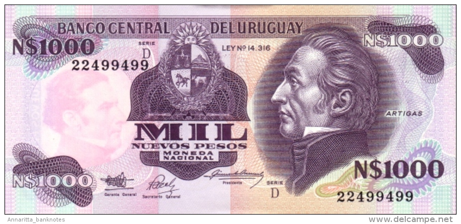 URUGUAY 1000 NUEVO PESOS ND (1992) P-64Ab UNC SERIE D [ UY528b ] - Uruguay