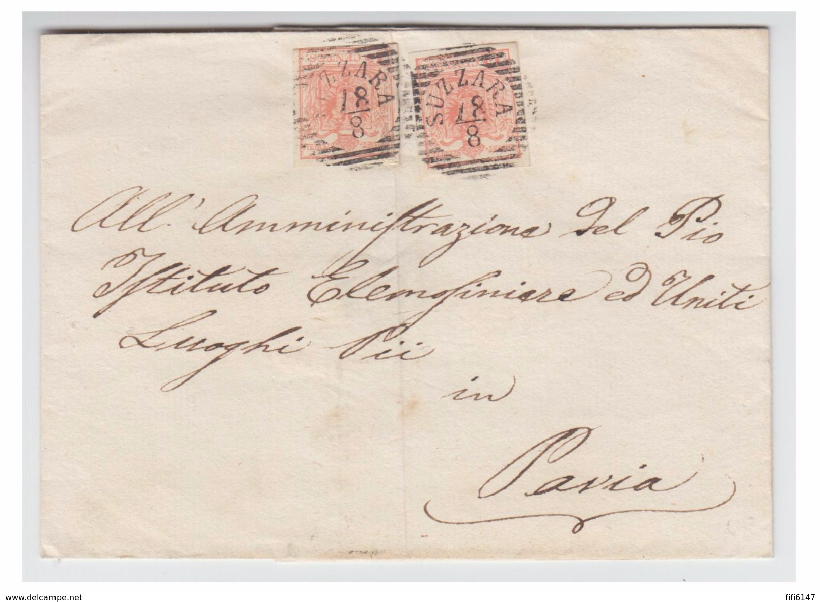 ITALIE--LOMBARDO-VENETIE --  -- LETTRE DE SUZZARA POUR PAVIE  -- SANS CORRESPONDANCE-- - Lombardo-Veneto