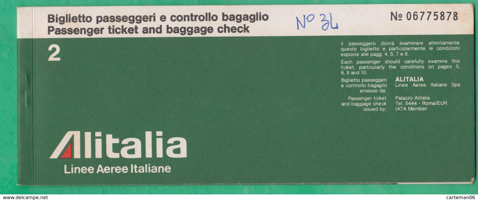 Billet D'avion - Alitalia - Nice à Rome - Europe