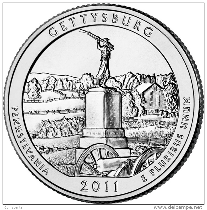 USA QUARTER (1/4 Dollar) 2011 D Mint "GETTYSBURG" UNC - 2010-...: National Parks