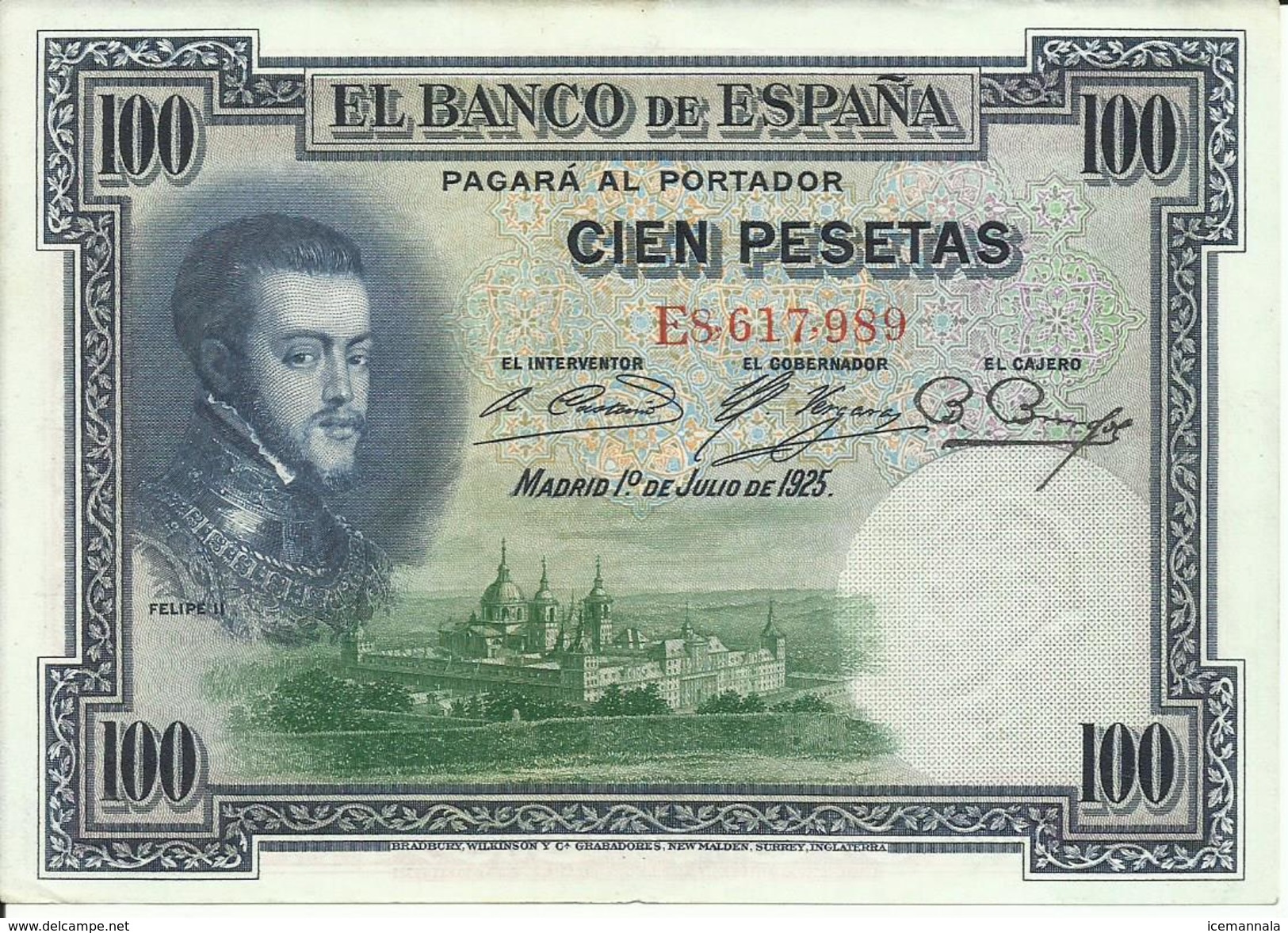 BILLETE  100  PESETAS AÑO  1925 - 100 Pesetas