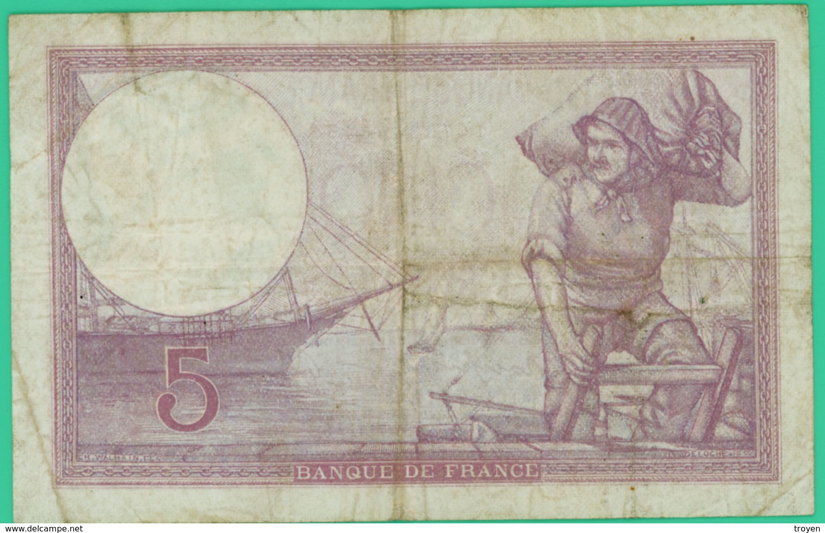 5 Francs - Violet - France - N°. K.58814 - 615 - 20-7-1939MX -  TB+ - - 5 F 1917-1940 ''Violet''